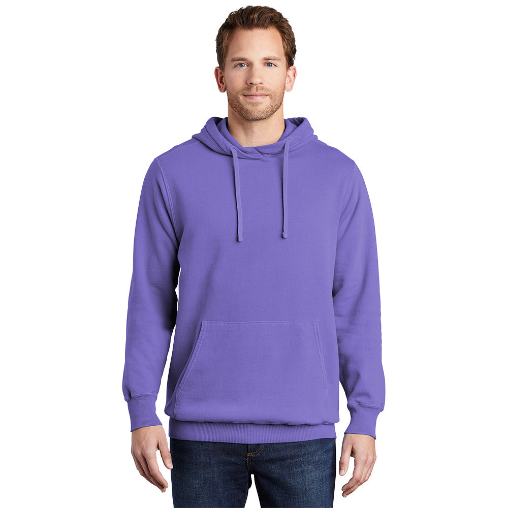 Port & Company Beach Wash Garment-Dyed Pullover Hooded Sweatshirt. PC098H (Embroidery)