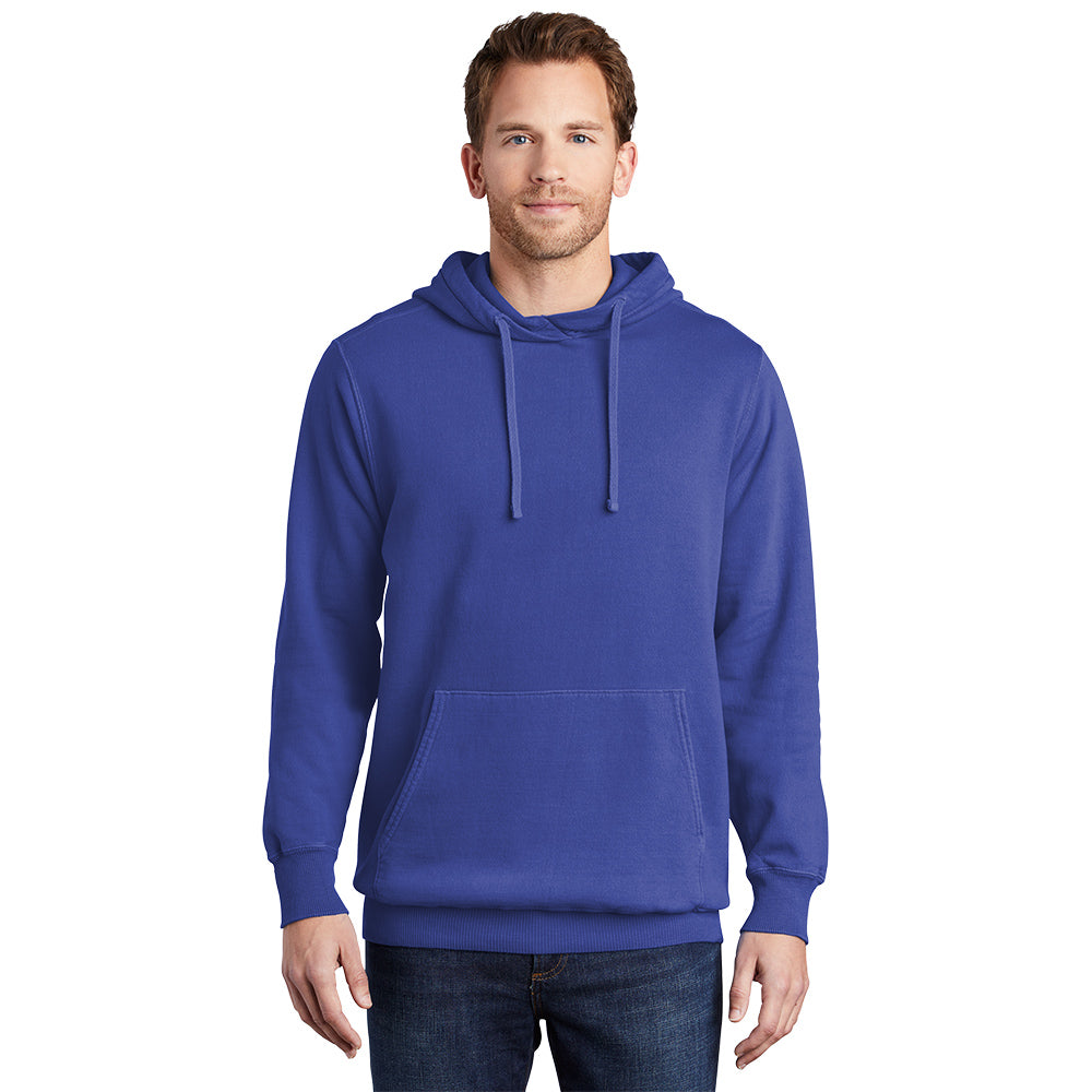 Port & Company Beach Wash Garment-Dyed Pullover Hooded Sweatshirt. PC098H (Embroidery)