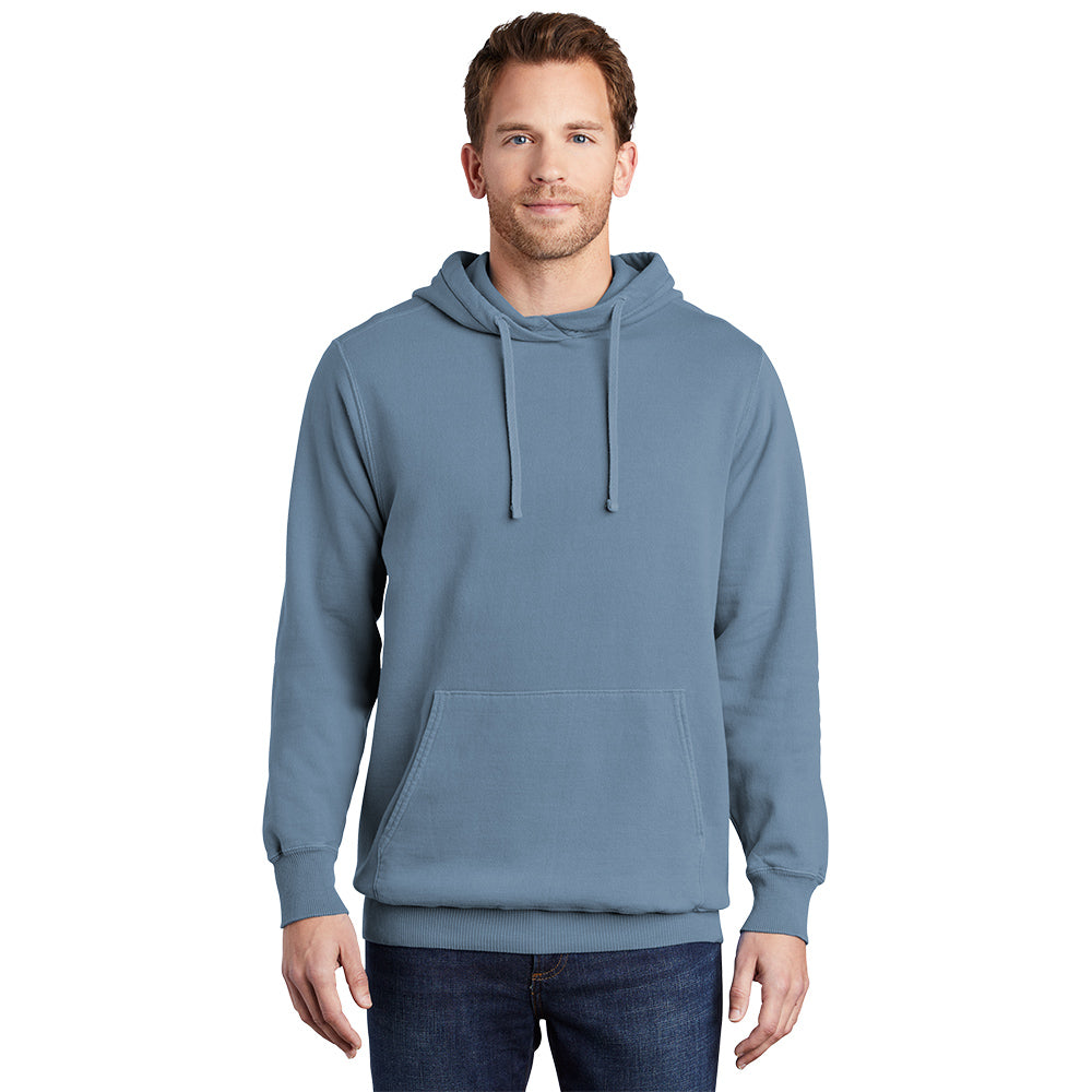 Port & Company Beach Wash Garment-Dyed Pullover Hooded Sweatshirt. PC098H (Embroidery)
