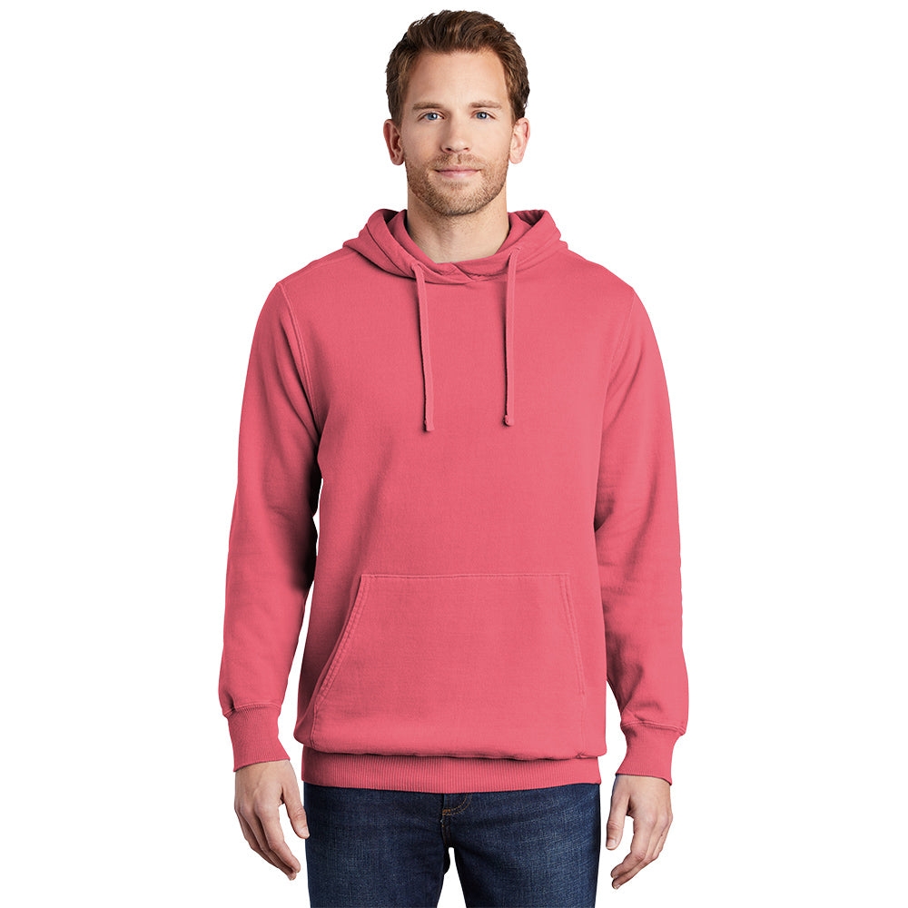 Port & Company Beach Wash Garment-Dyed Pullover Hooded Sweatshirt. PC098H (Embroidery)