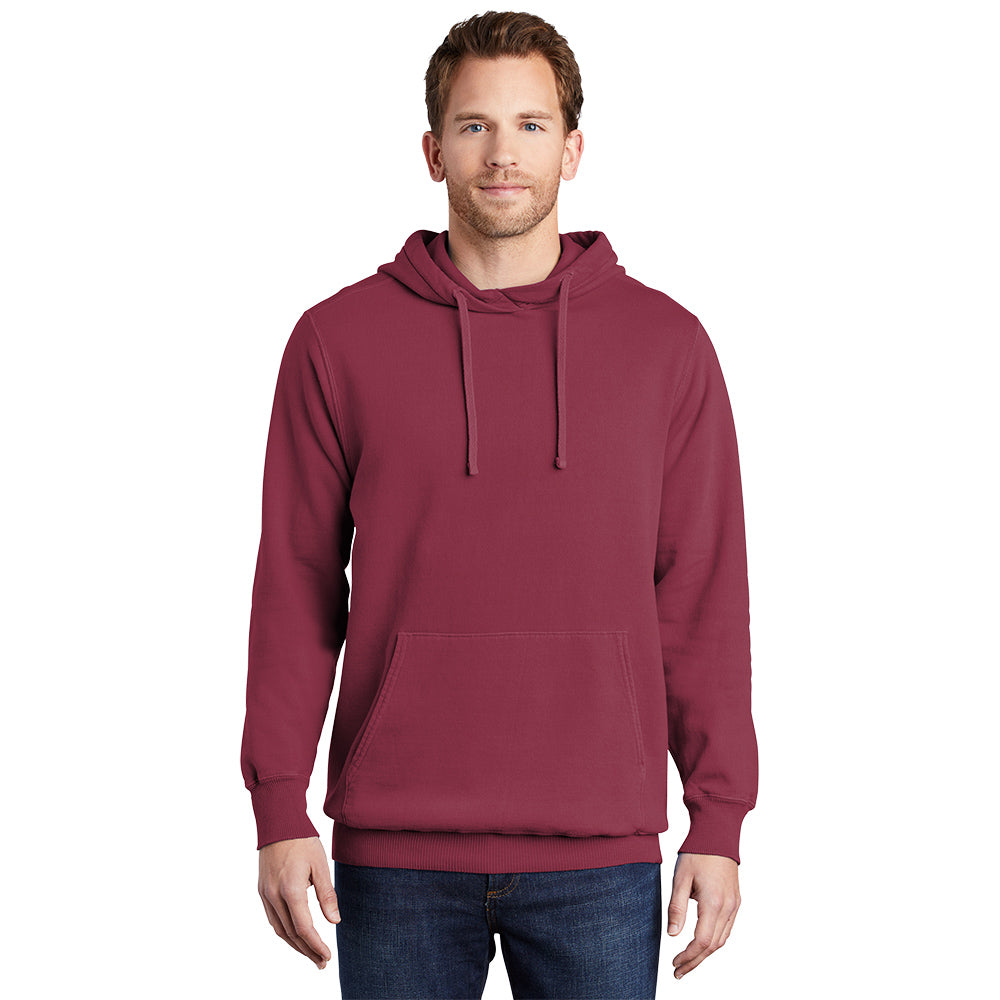 Port & Company Beach Wash Garment-Dyed Pullover Hooded Sweatshirt. PC098H (Embroidery)