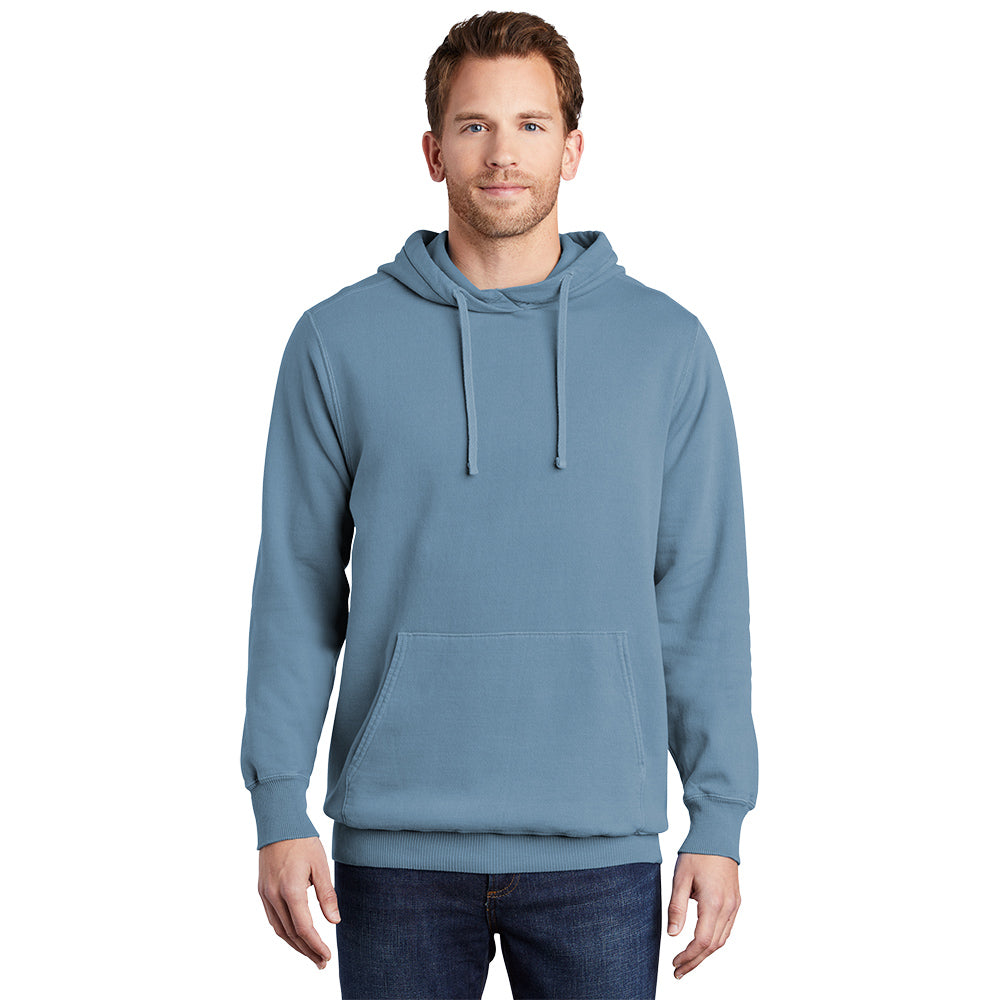 Port & Company Beach Wash Garment-Dyed Pullover Hooded Sweatshirt. PC098H (Embroidery)