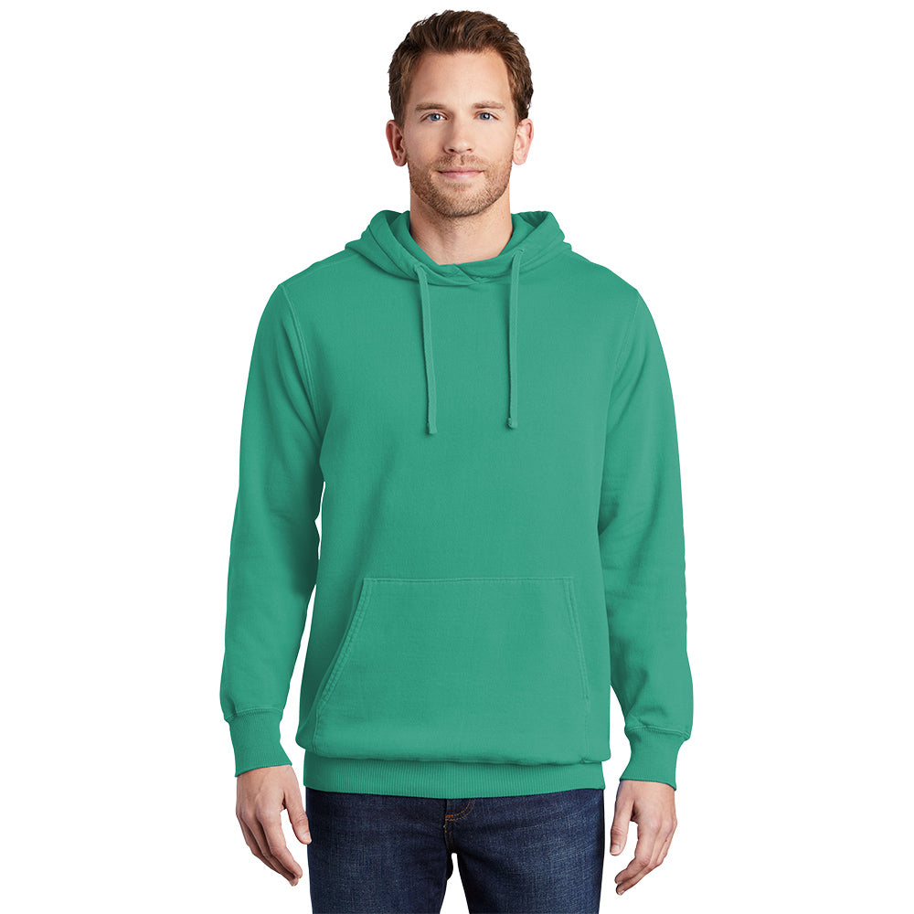 Port & Company Beach Wash Garment-Dyed Pullover Hooded Sweatshirt. PC098H (Embroidery)