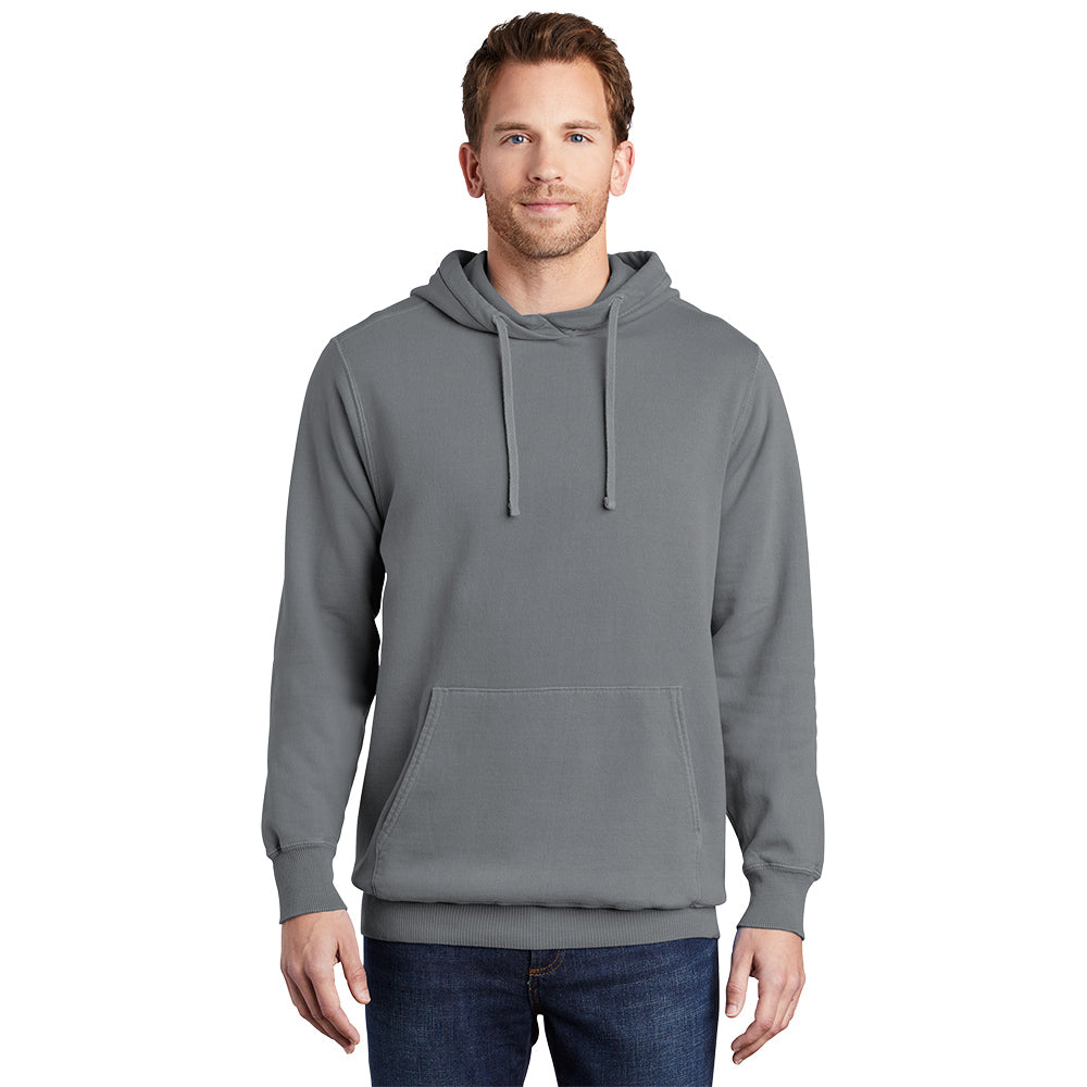 Port & Company Beach Wash Garment-Dyed Pullover Hooded Sweatshirt. PC098H (Embroidery)