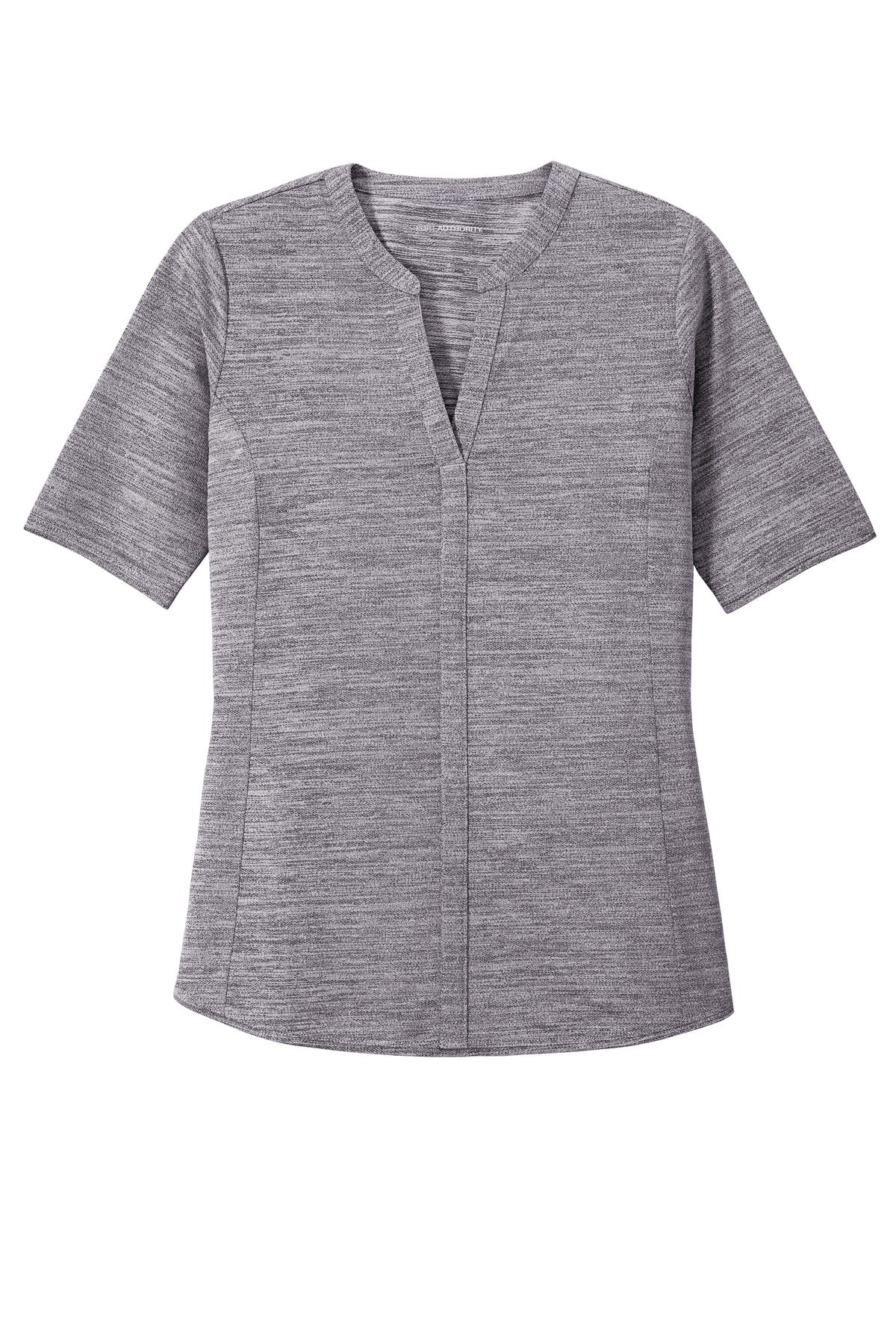 Port Authority Ladies Stretch Heather Open Neck Top LK583 (Embroidery)
