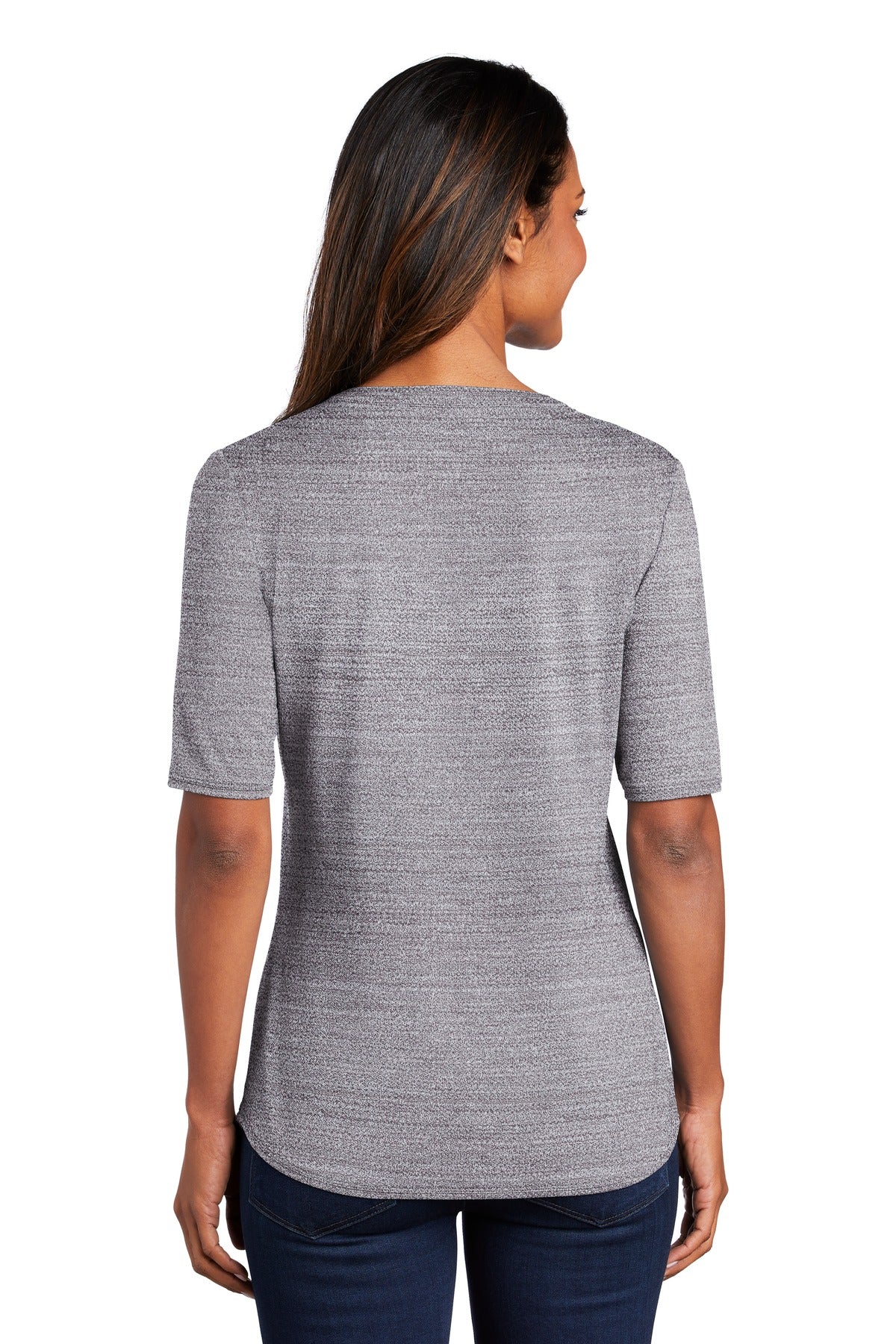 Port Authority Ladies Stretch Heather Open Neck Top LK583 (Embroidery)