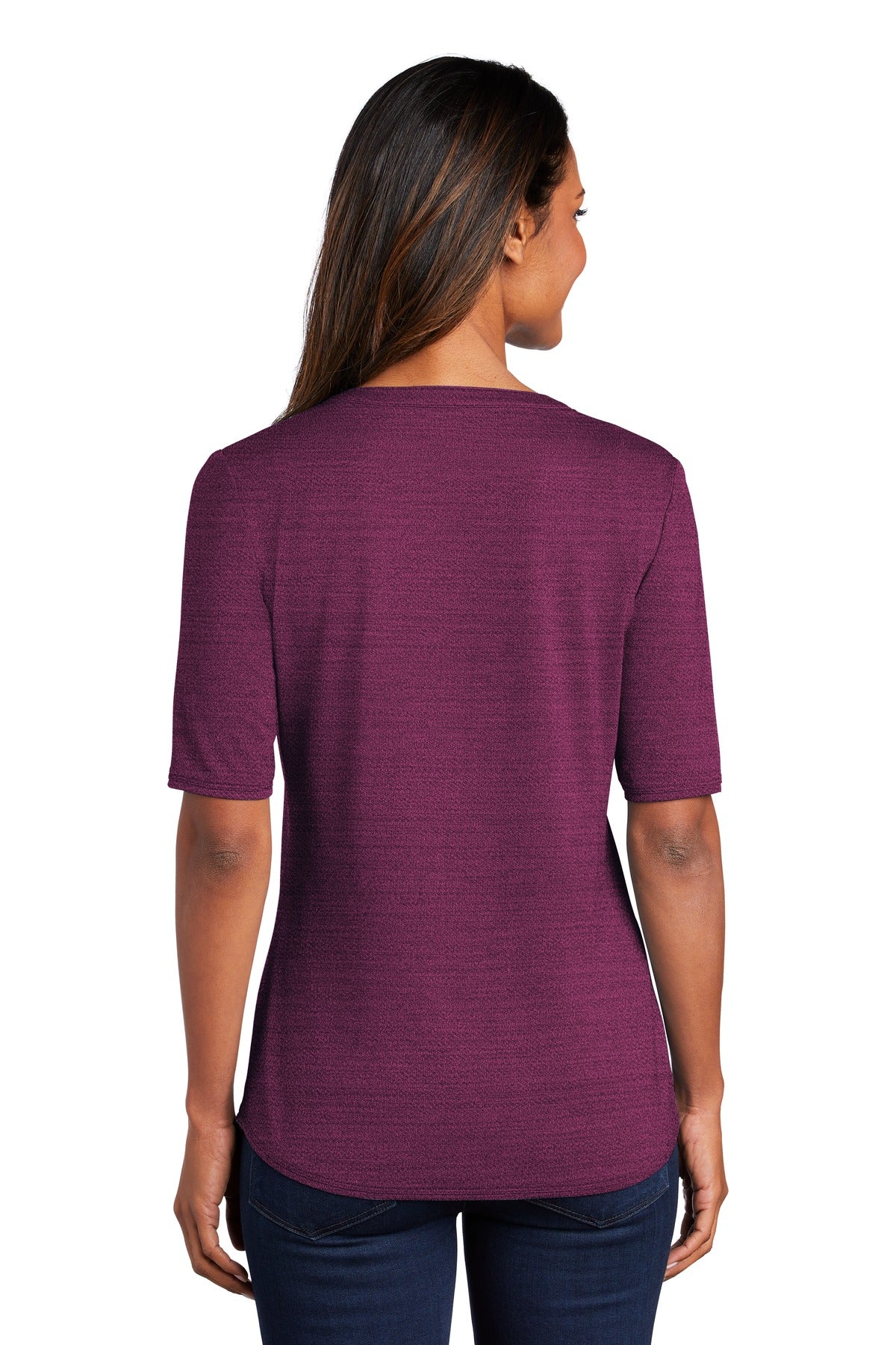 Port Authority Ladies Stretch Heather Open Neck Top LK583 (Embroidery)