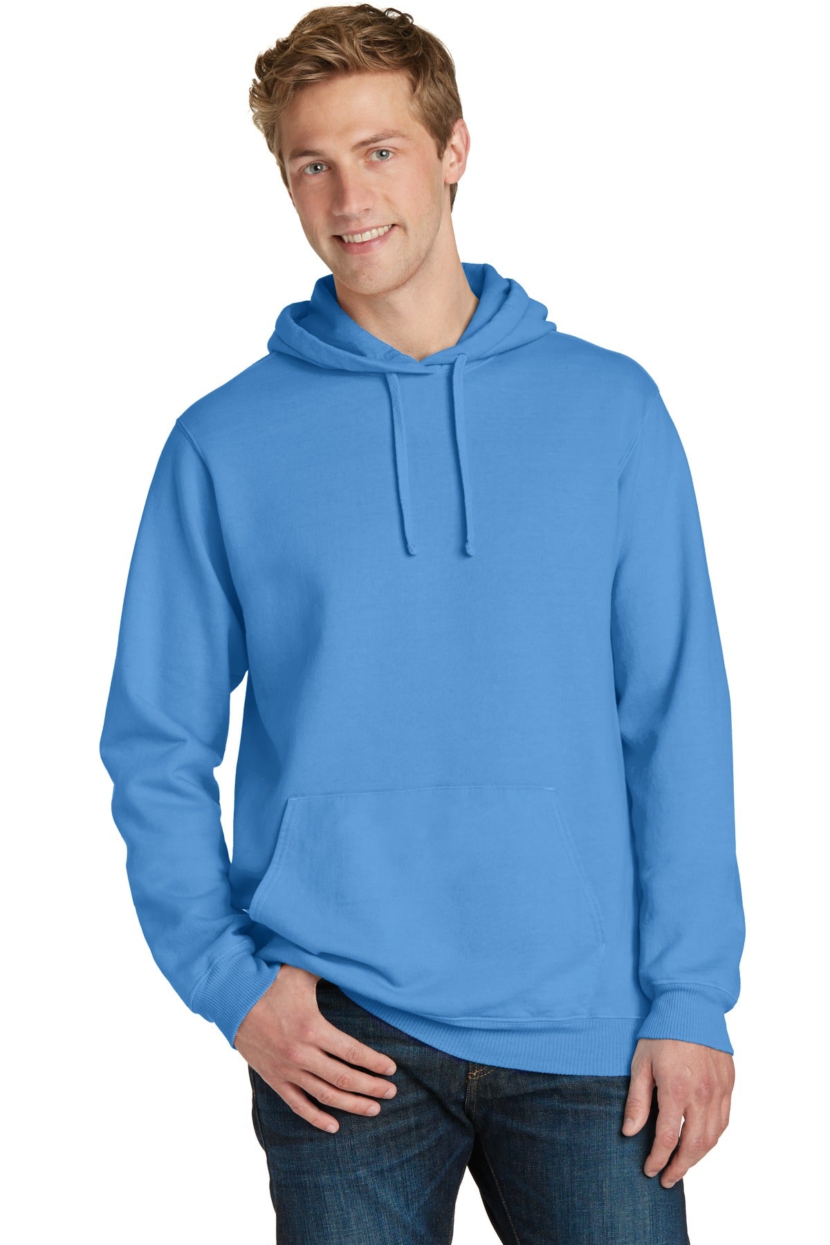 Port & Company Beach Wash Garment-Dyed Pullover Hooded Sweatshirt. PC098H (Embroidery)