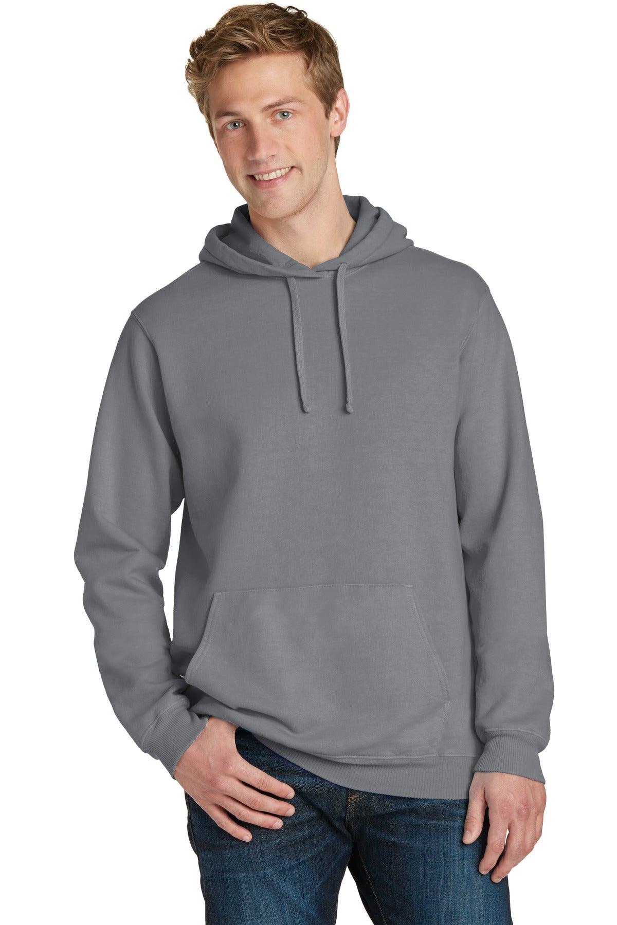 Port & Company Beach Wash Garment-Dyed Pullover Hooded Sweatshirt. PC098H (Embroidery)