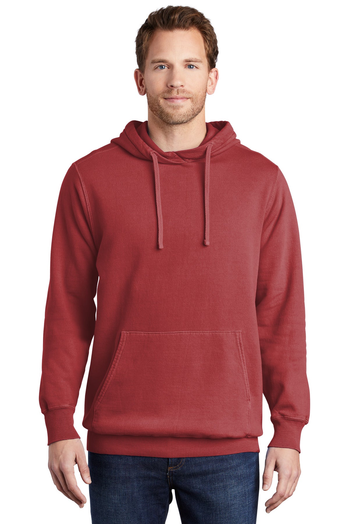 Port & Company Beach Wash Garment-Dyed Pullover Hooded Sweatshirt. PC098H (Embroidery)
