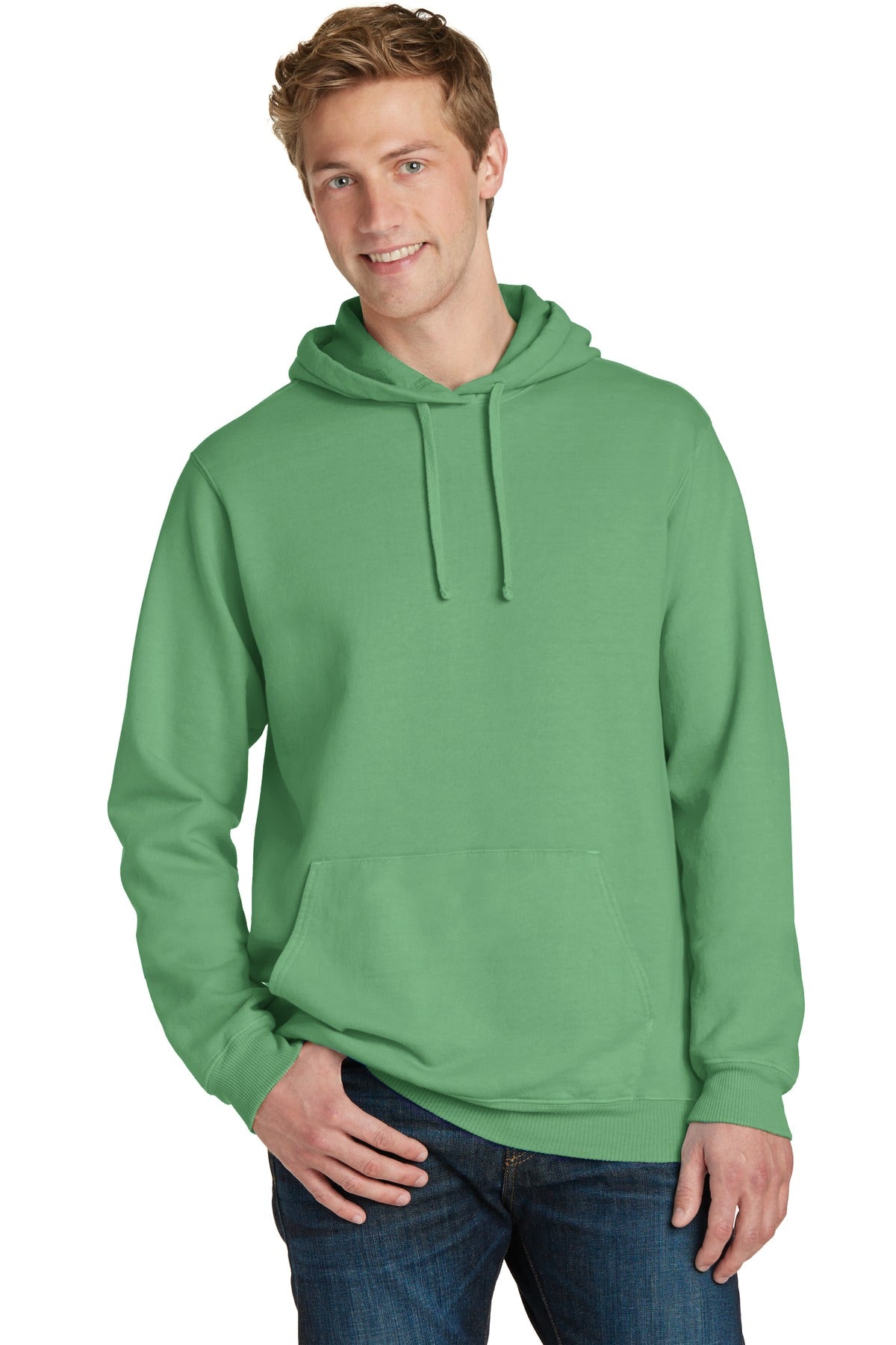 Port & Company Beach Wash Garment-Dyed Pullover Hooded Sweatshirt. PC098H (Embroidery)