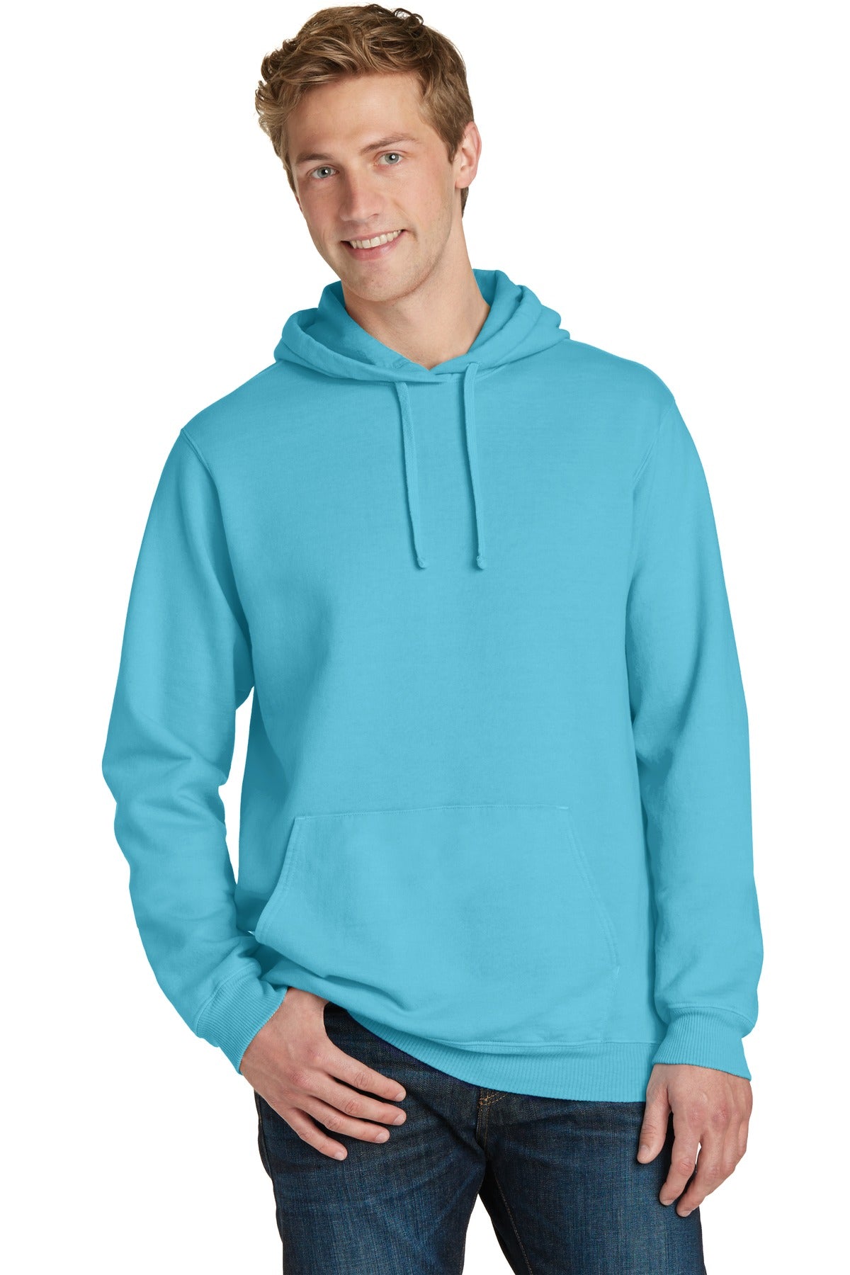 Port & Company Beach Wash Garment-Dyed Pullover Hooded Sweatshirt. PC098H (Embroidery)