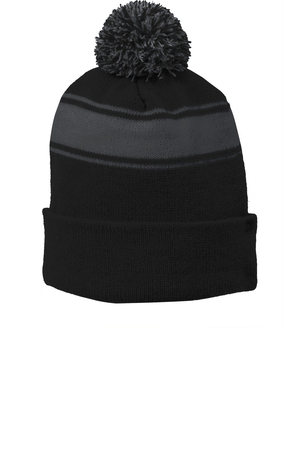 Sport-Tek Stripe Pom Pom Beanie. STC28
