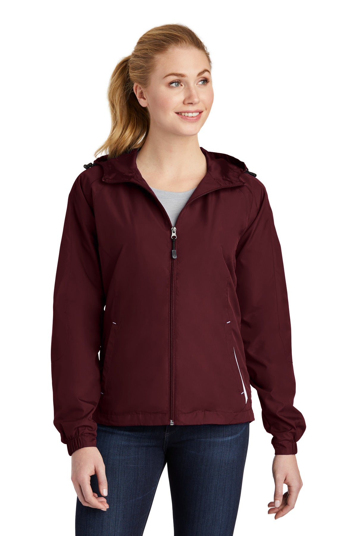 Sport-Tek Ladies Colorblock Hooded Raglan Jacket. LST76 (Embroidery)