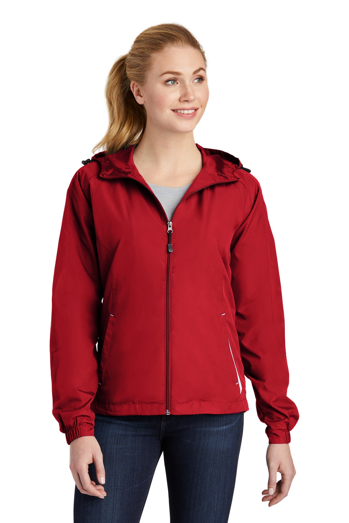 Sport-Tek Ladies Colorblock Hooded Raglan Jacket. LST76 (Ink)