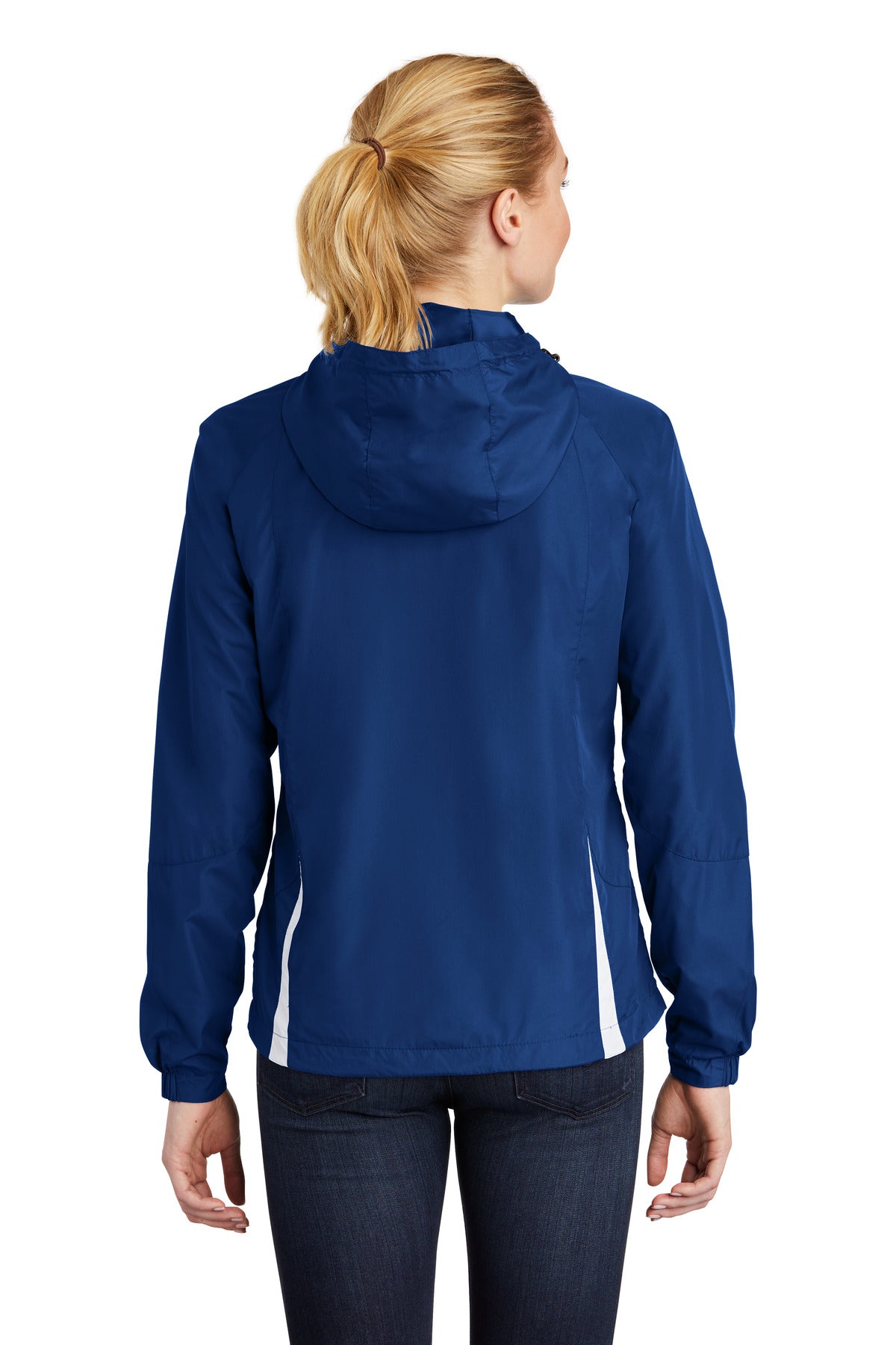 Sport-Tek Ladies Colorblock Hooded Raglan Jacket. LST76 (Ink)