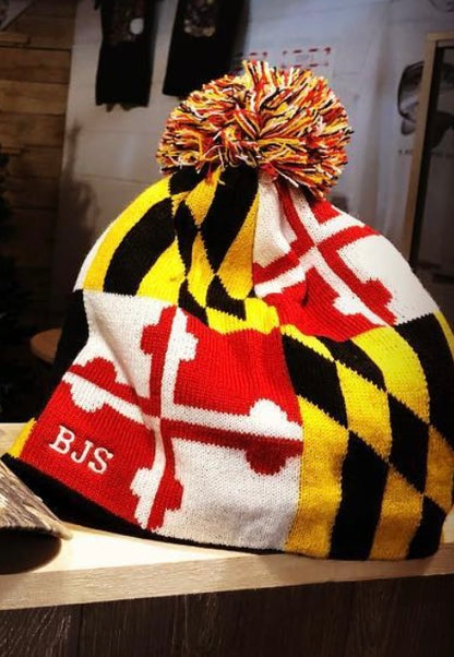 Maryland Flag Knit Hat with fleece lining (Can be Personalized)