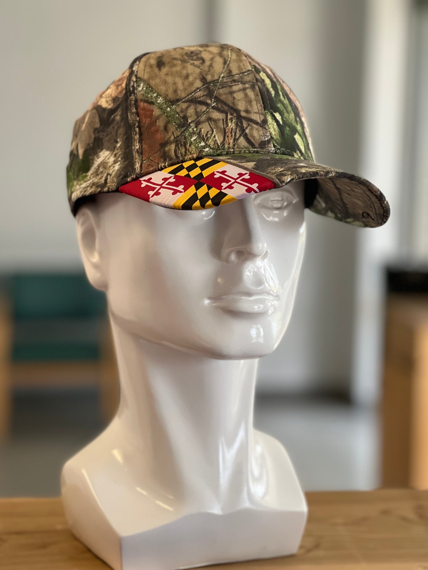 Camo Baseball Cap with Maryland Flag (can be personalized)